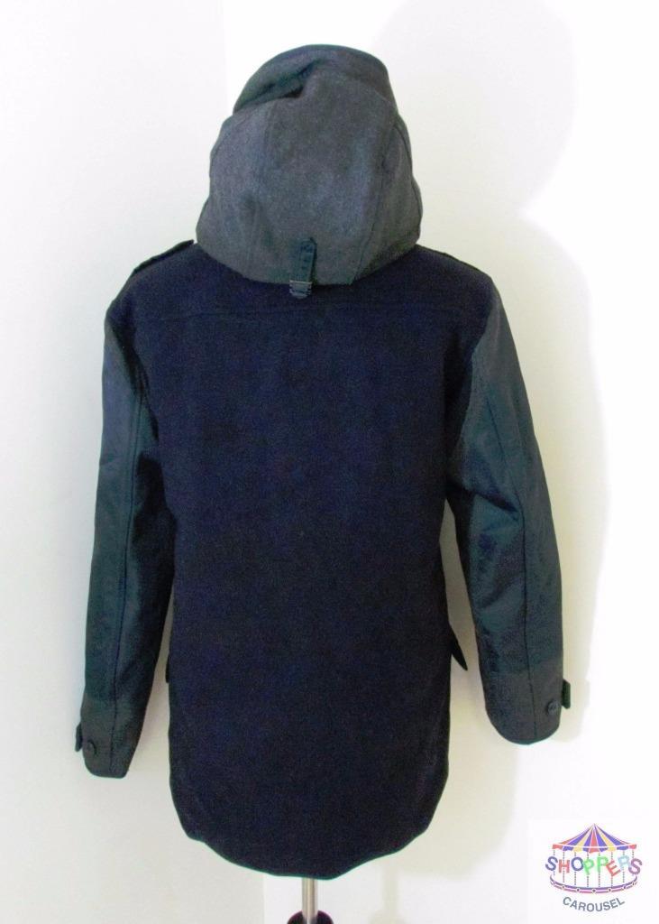Pre-owned Jcrew J Crew Burbridge Mixed Media Parka Coat B6776 $698 Winter Navy Charcoal In Blue