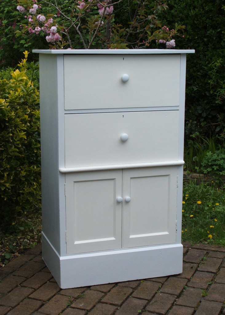 Vintage Solid Wood Tallboy With 2 Drawers Cupboard