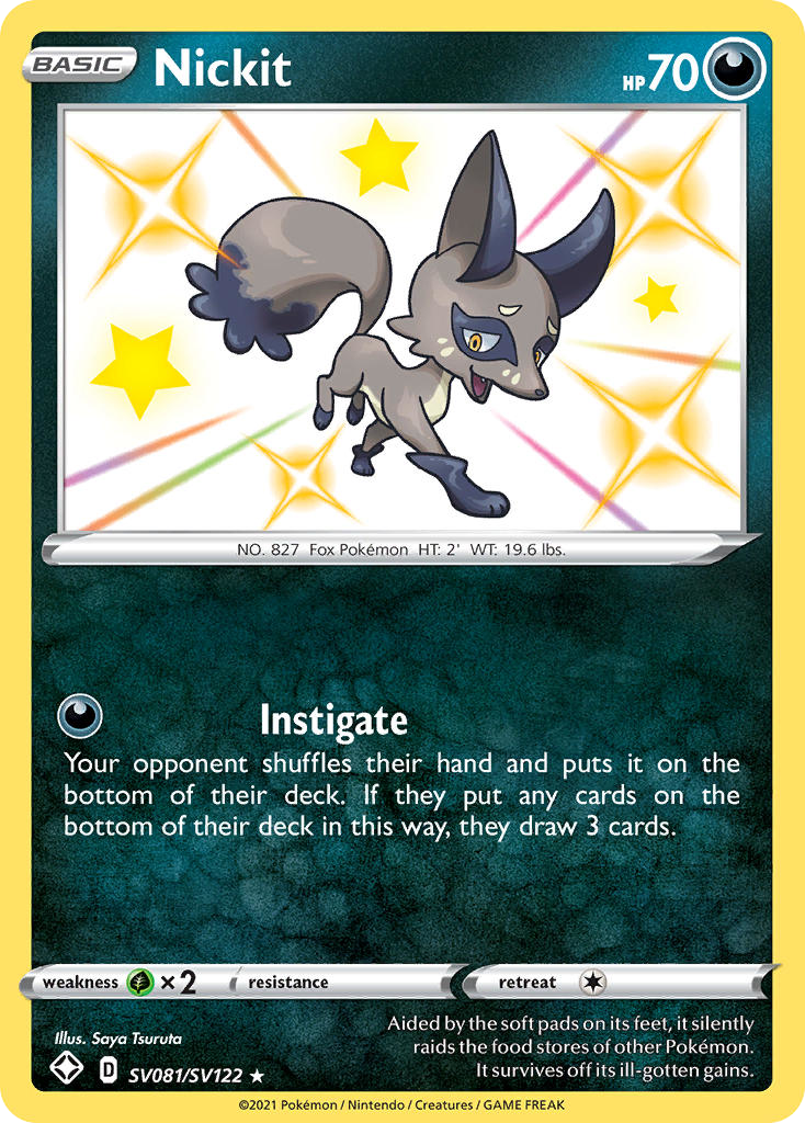 Pokemon Nickit - Ultra Rare - SV81/SV122 - Shining Fates