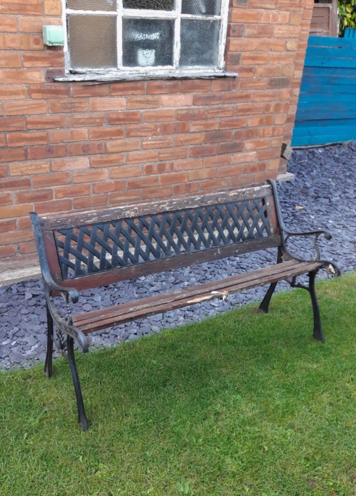 Garden Outdoor Restoration Wooden & Metal Bench | in Chester, Cheshire