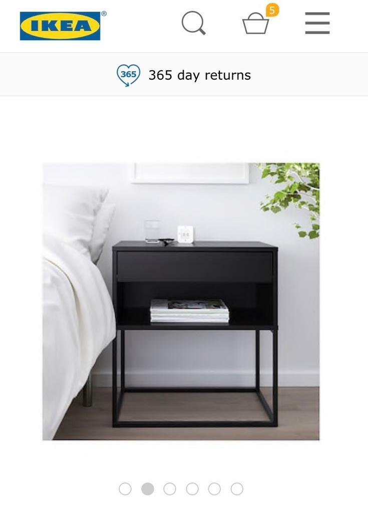 Ikea Metal Bed Side Table Black Vikhammer In Holborn London