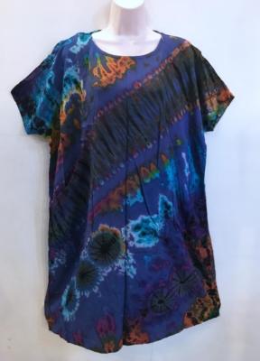 Sacred Threads Hippie Boho Festival Thai Mudmee Pocket Tie Dye Dress 218415 B