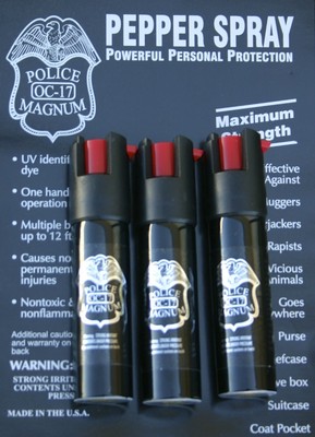 3 Pack Police Magnum Oc-17 Mace Pepper Spray 3/4oz Safety Lock Personal Security