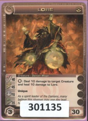 (301135) LORE  40/45/70/35/30 (3 Max Stats) SUPER RARE FOIL Chaotic Card