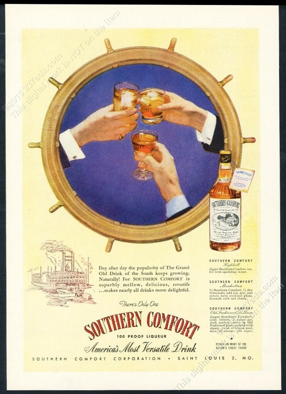 Пару постеров старой рекламы алкоголя. Ликер Southern Comfort. История,Алкоголь,Ликеры,Реклама