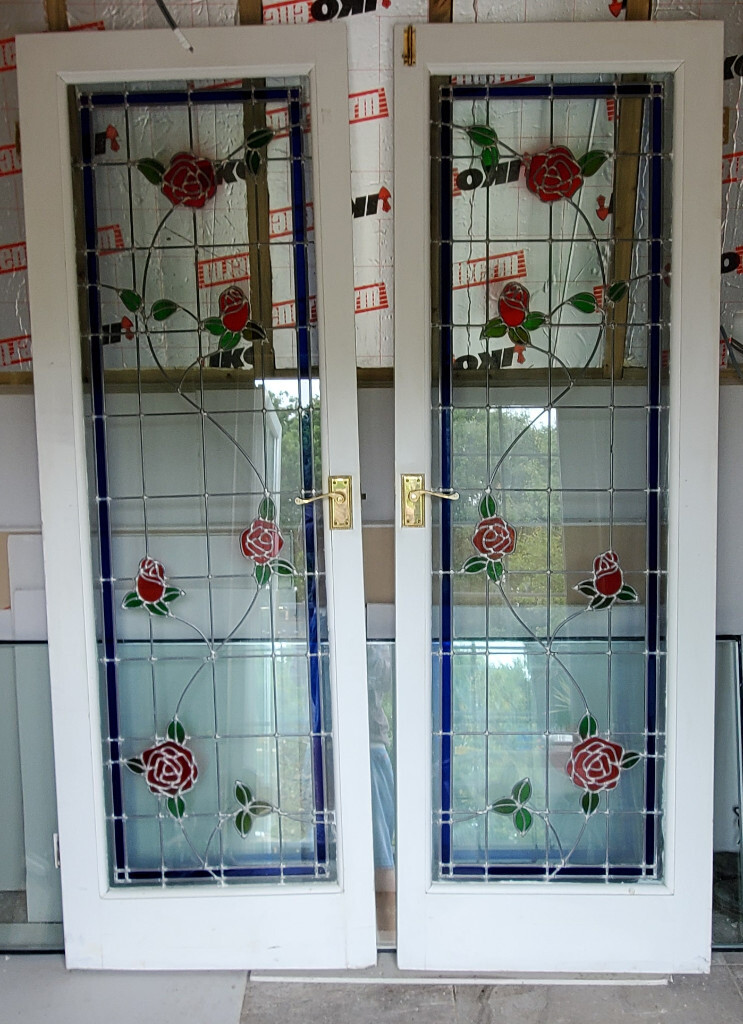 Stained Glass Internal French Doors for living room (white) in