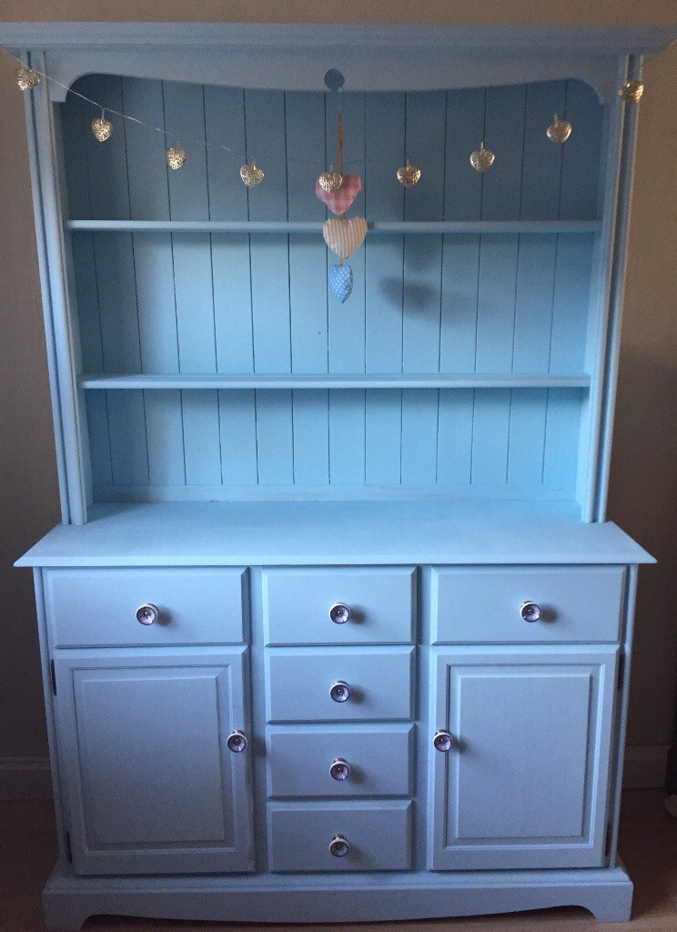 Lovely Solid Pine Welsh Dresser in Everlong Grecian Blue Superior Chalk