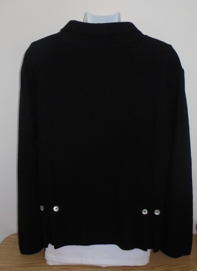 Willow -  Black button front  collared Rayon- Cotton blend knit cardigan size M
