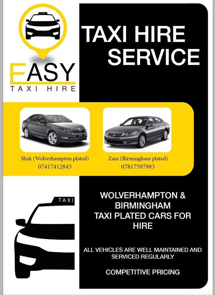 Wolverhampton / Birmingham TAXI plated CARS hire ***£80 A week