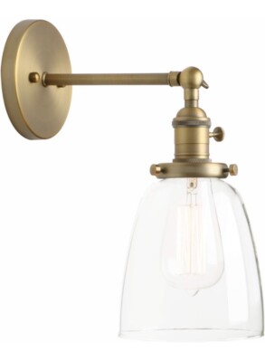 Industrial Vintage Single Sconce With Oval Cone Clear Glass Shade Wall Sconce