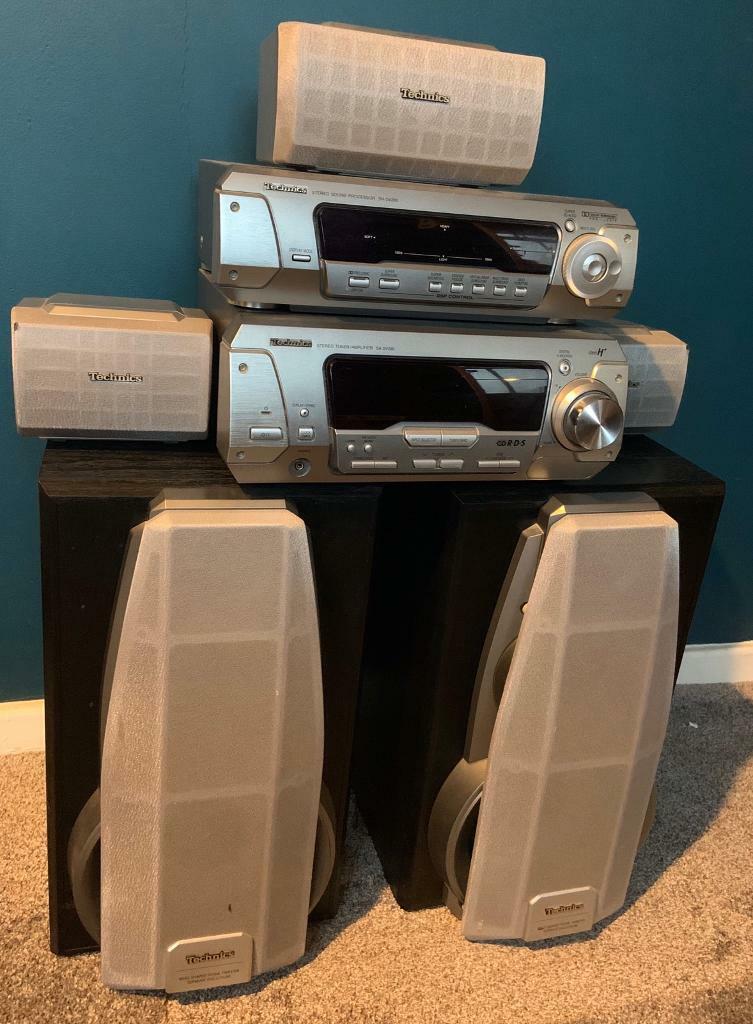 Technics DB290 stereo/surround sound unit with 5 speakers and amp in