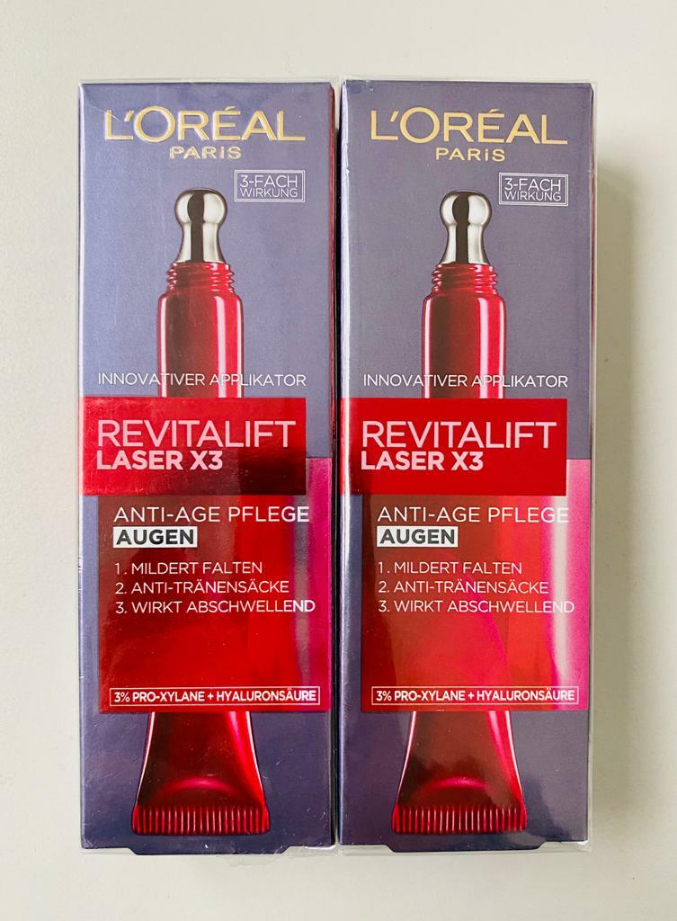 Loreal Paris Revitalift Laser X3, Anti-Age Pflege für Augen, 2x15ml