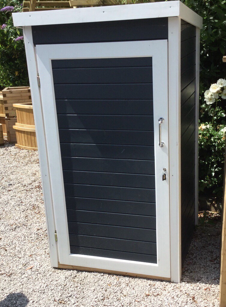 Sentry Box Shed. Compact Garden Storage. Beach Hut style Shed. Ready Built. in Tarporley