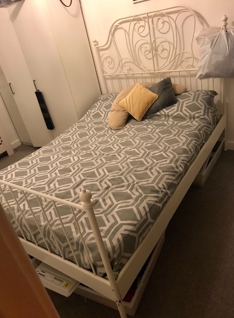 IKEA White Metal Double Bed Frame in Addlestone, Surrey Gumtree