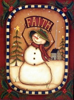 Kim Lewis Faith Snowman Print  12 x 16