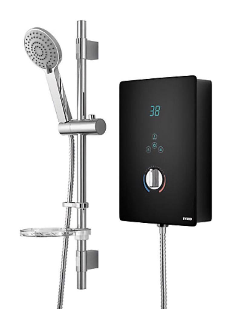 Electric shower Hydro 8.5kw slimline piano black LCD touch control in