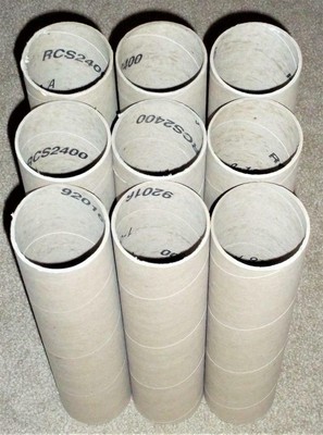 9 HEAVY CARDBOARD TUBES FROM SHRINK WRAP ROLLS, 16 1/4