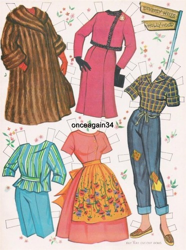 VINTAGE UNCUT 1963 'ELLY MAY' PAPER DOLLS~#1 REPRODUCTION~8 PAGES CLOTHES~PRETTY