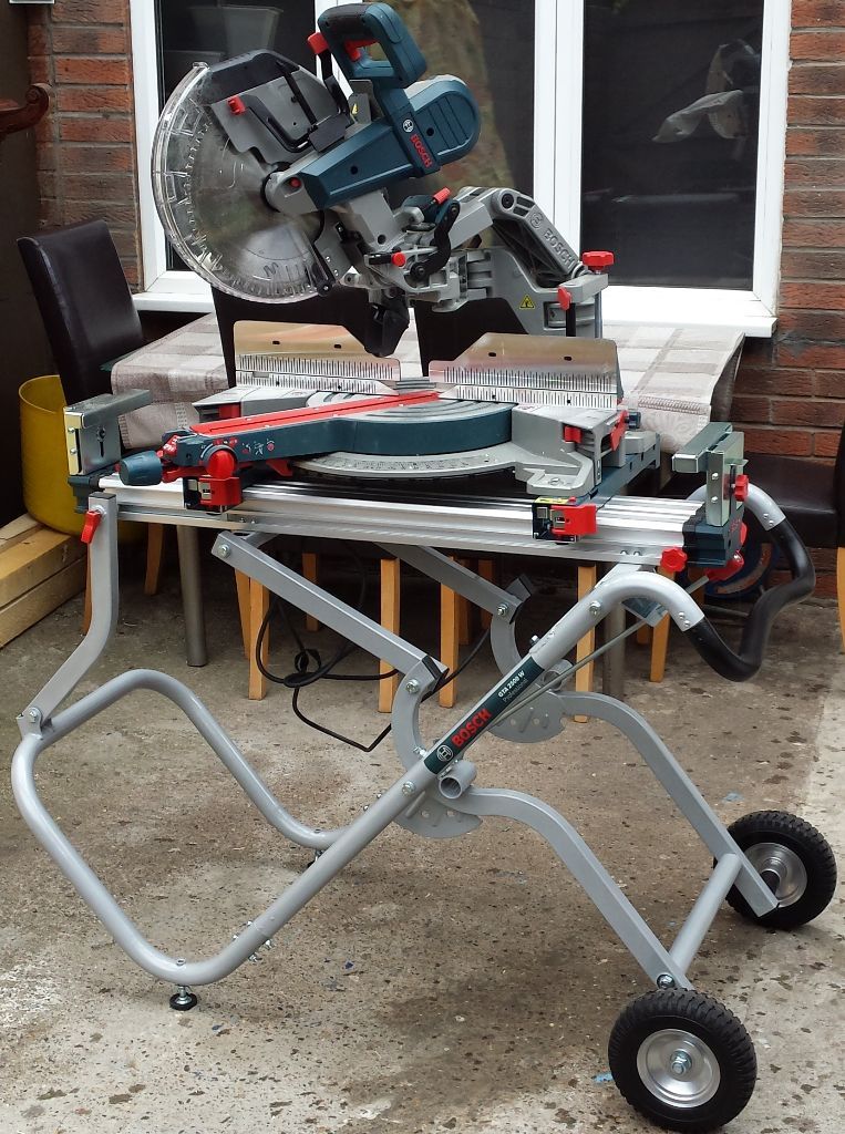 BOSCH GCM 12 GDL 305mm Axial Glide Mitre Saw + BOSCH GTA 2500W Mitre Saw Stand with Gravity