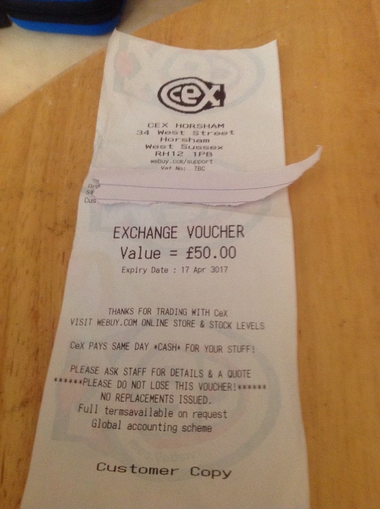 Cex voucher £50 can be used instore or online in Horsham, West Sussex