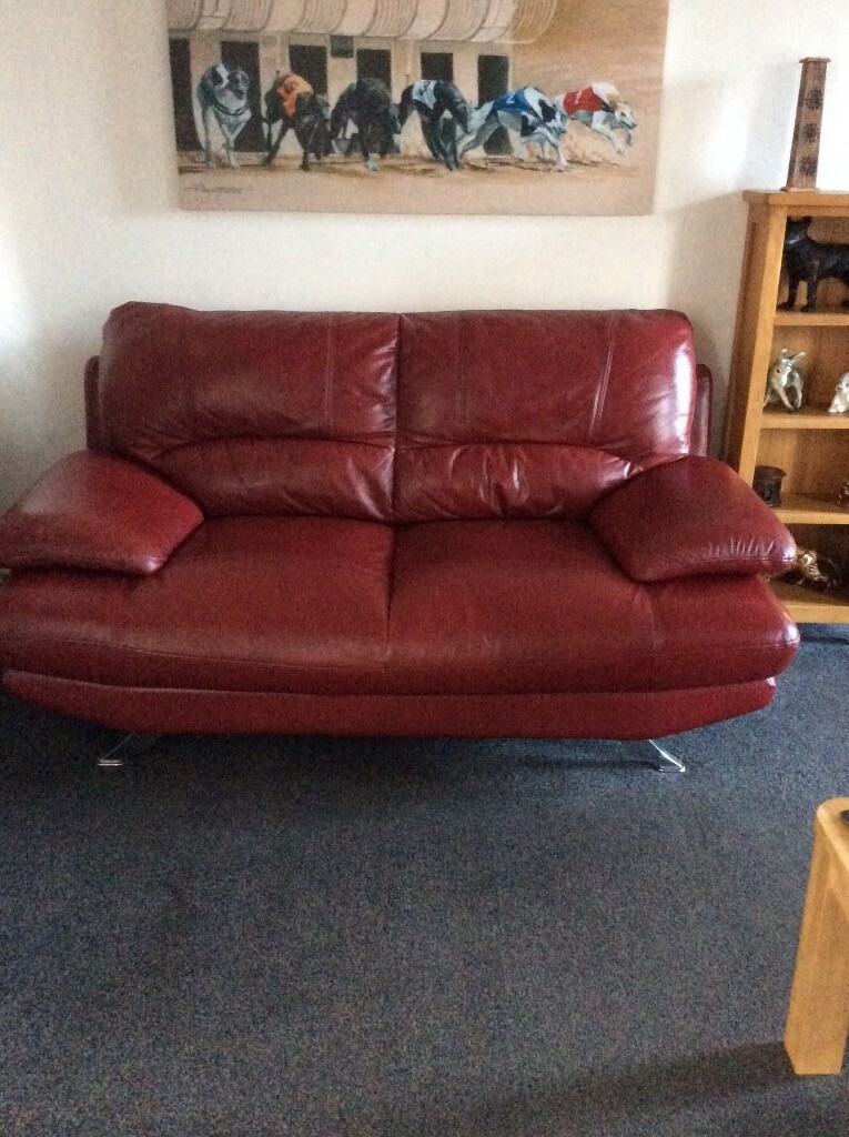 Harvey's dark red leather sofa in Wedmore, Somerset Gumtree