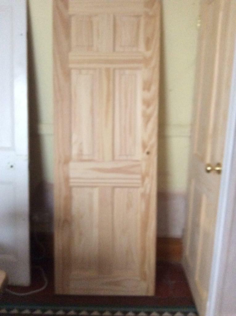 Six-panel clear pine interior door - brand new, but cut for fittings