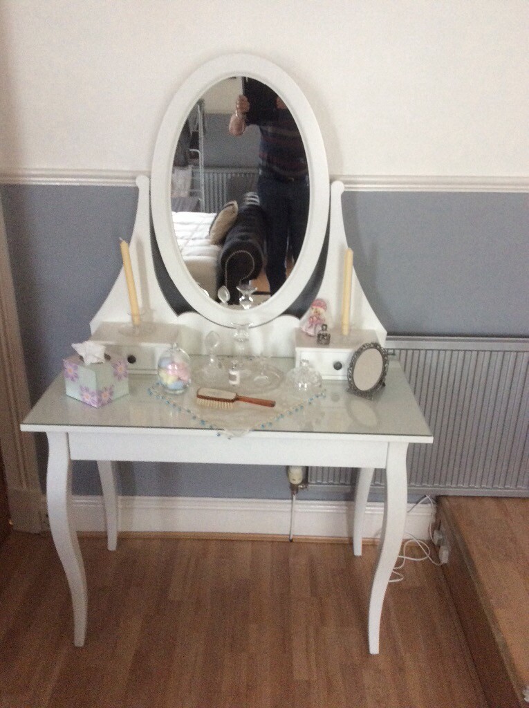 Dressing table with mirror in white Ikea product | in Mossley