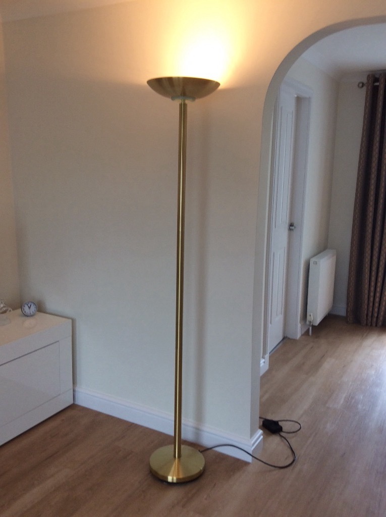 Brass/gold floor lamp uplighter | in Cumbernauld, Glasgow | Gumtree