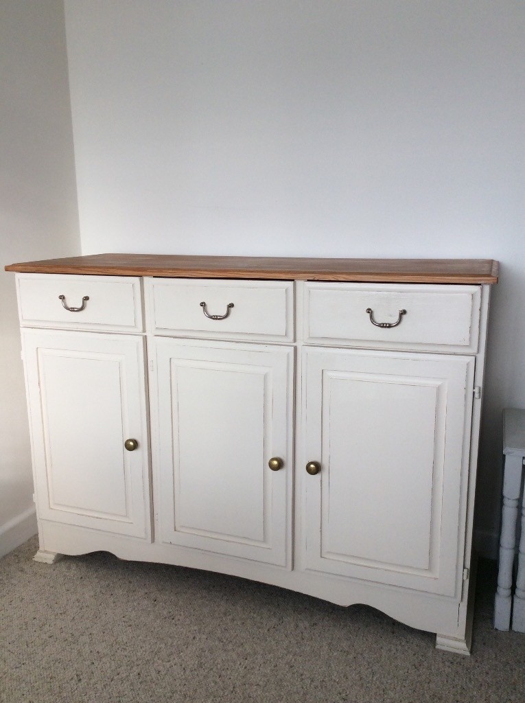 Solid pine cream painted 3 door sideboard in Fair Oak, Hampshire