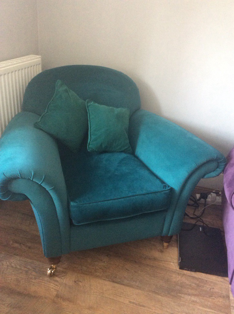 Laura Ashley small armchair teal in colour excellent condition in