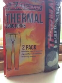 Brand new thermal long johns colour grey size large two pairs in pack 