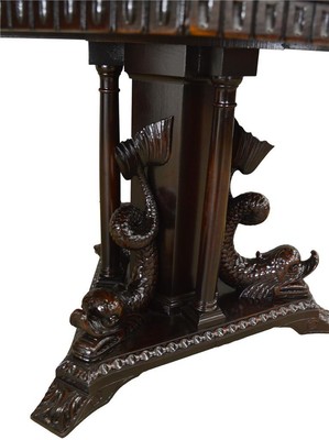 17348 Carved Dolphin Headed Six Sided Dining Table – Fantastic