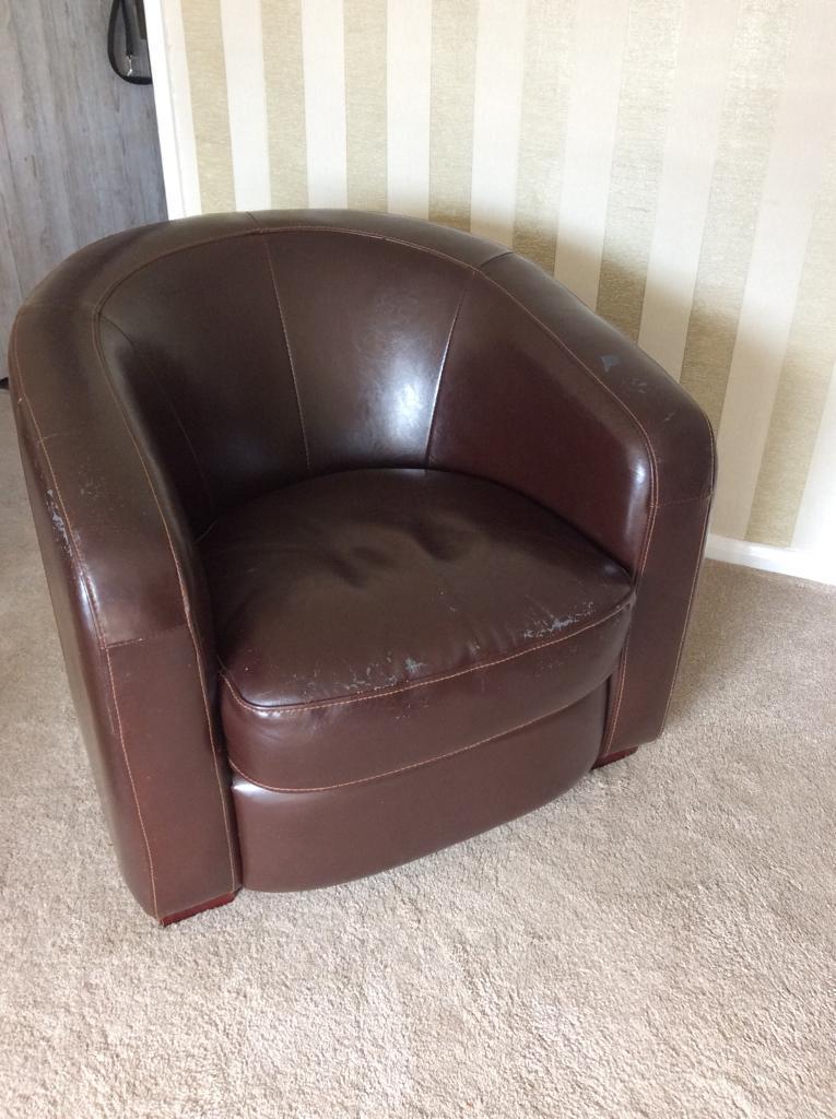 Brown Leather Tub Chair in Leicester, Leicestershire Gumtree