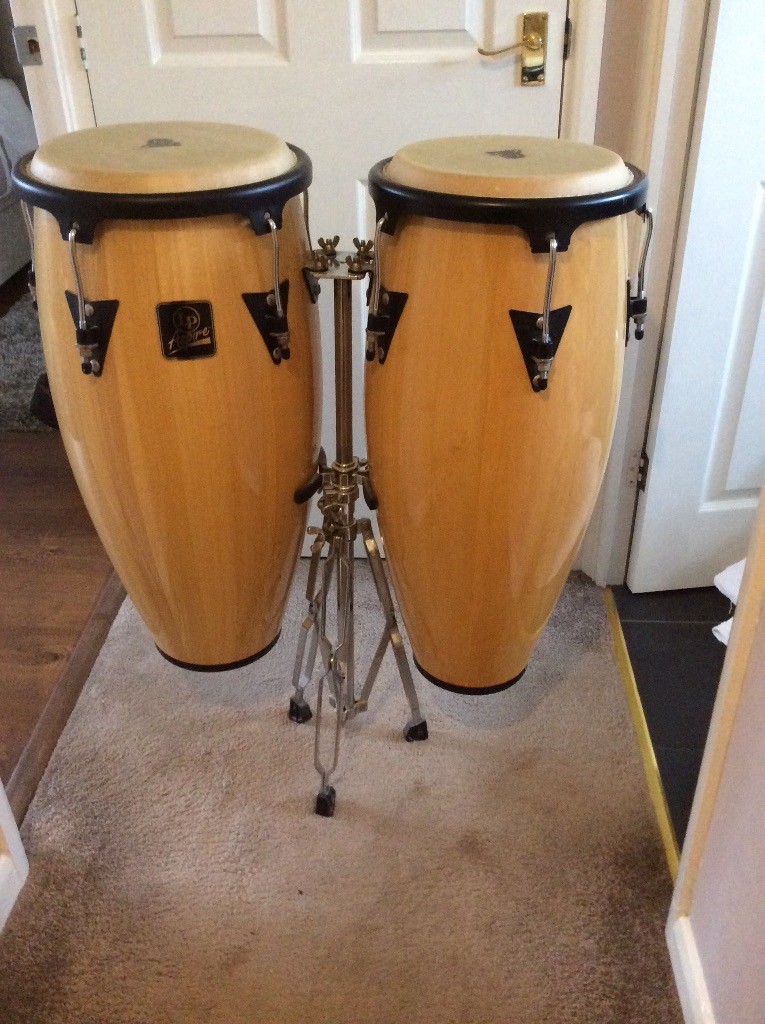 LP ASPIRE WOOD CONGA SET 11” & 12” VINTAGE WITH DOUBLE STAND in