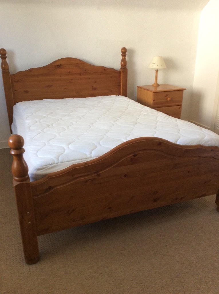 Solid Pine Double Bed & Mattress in Strathaven, South Lanarkshire