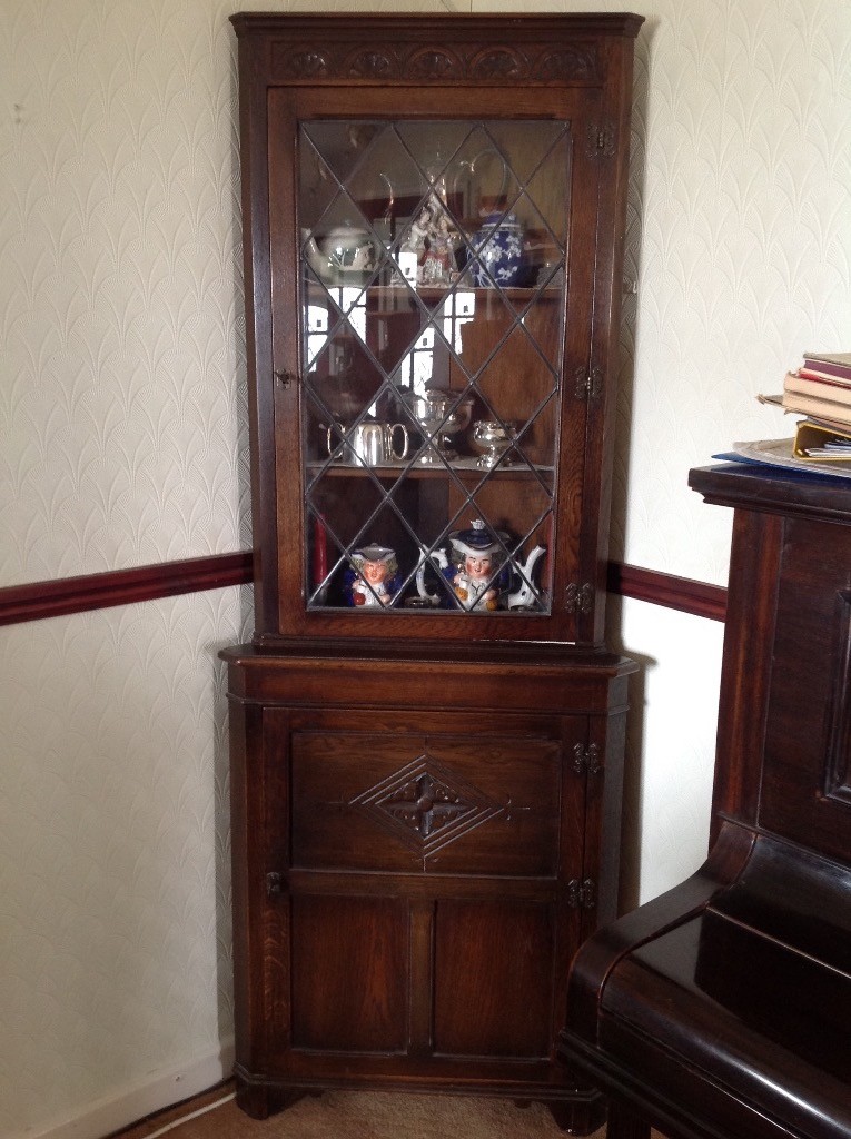 A Pretty Dark Wood Corner Cupboard In Chipping Norton