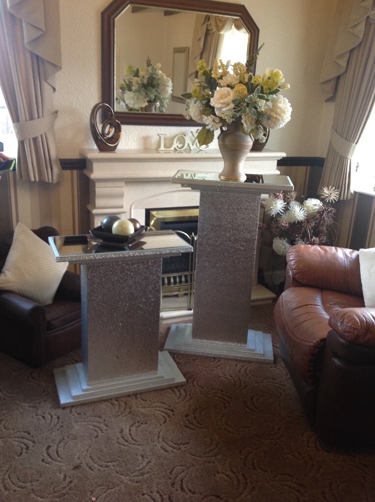 Silver Glitter Bling Romany Style Display Mirror Top Table Stand Pillar Column Lamp Vase Console In Bilston West Midlands Gumtree