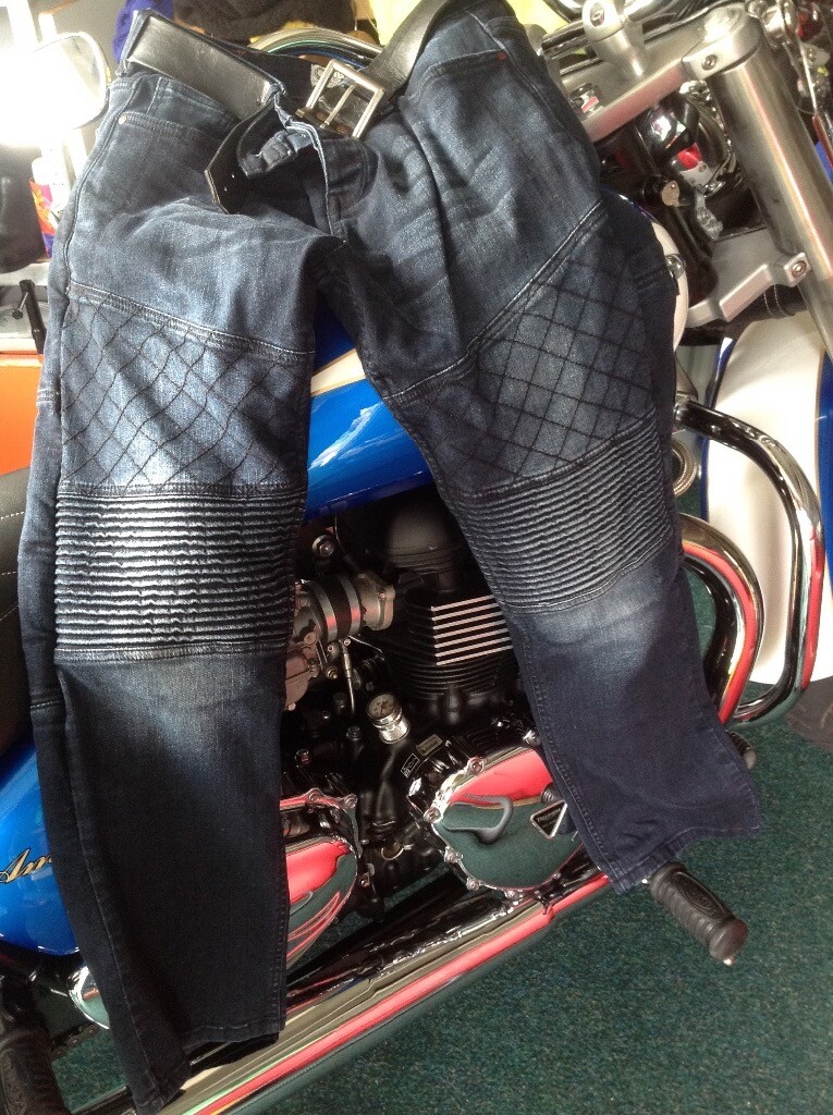Motorcycle jeans with hip & knee pads dupoint Kevlar 34" Reg in