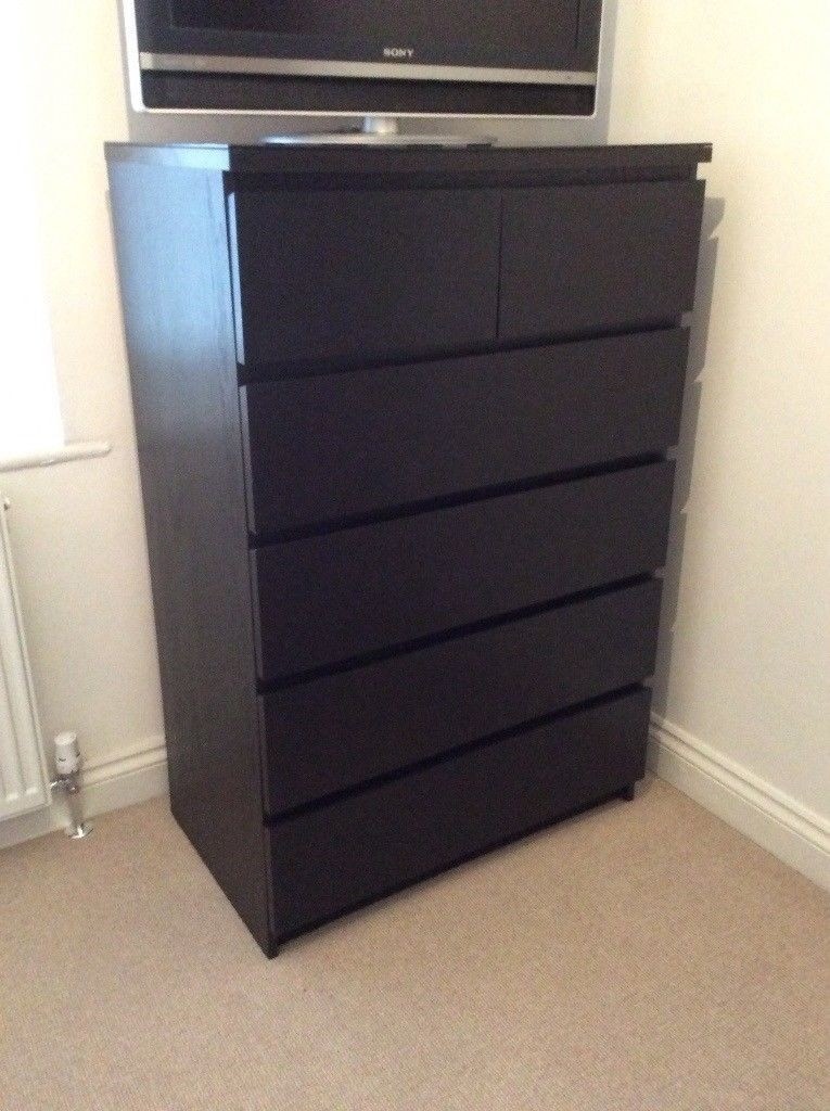 Ikea black chest of drawers, tall 6 drawers, CAN DELIVER in Frenchay