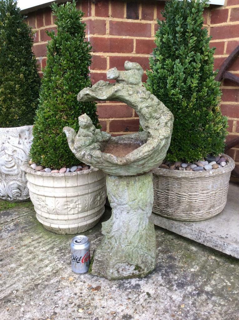 Vintage Concrete/Stone Garden Squirrel Bird Bath, £45 🚚 Delivered Free