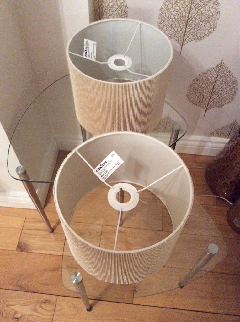 Two lamp shades by B n Q Colours collection, natural ribbed 10x8”. | in