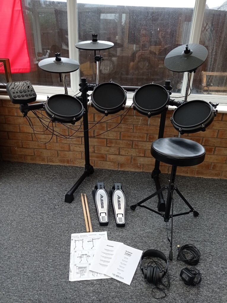 Alesis Turbo Mesh Electronic Drum Kit & Stool, Headphones, Sticks in