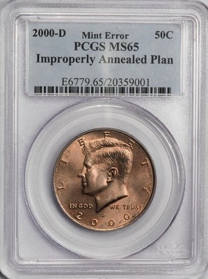 2000 D PCGS MS65 Improperly Annealed Planchet Kennedy Half Dollar Mint Error