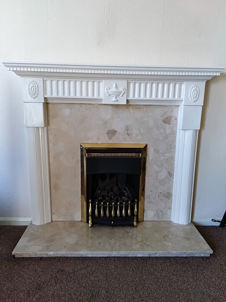 Beige White Fire Surround with Marble base in Huddersfield, West