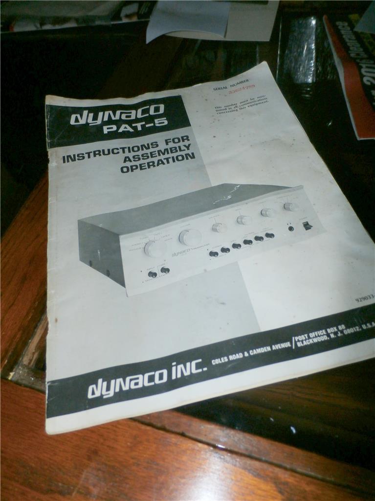0VINTAGE  ORIGINAL BOX AND MANUAL ONLY for dynaco pat5 preamp