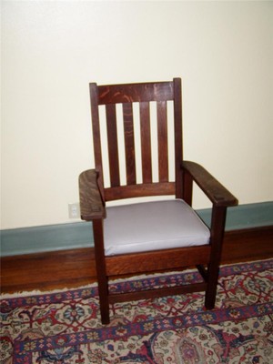 STICKLEY  HIGH BACK  ARTS&CRAFTS  OAK CHAIR   SIGNED  #891 1/2