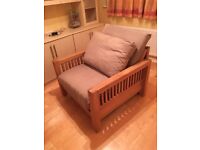 Solid Oak Single Futon Sofa Bed, Excellent Condition