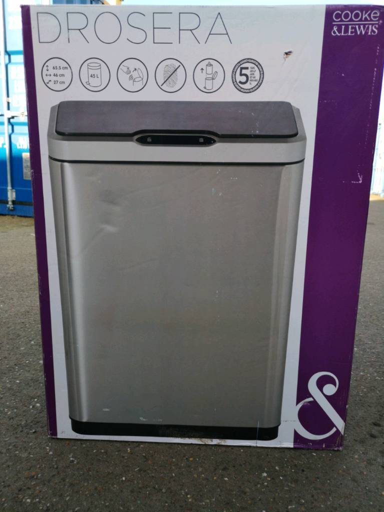 Cooke & Lewis Drosera Brushed Stainless Steel Rectangular Sensor Bin