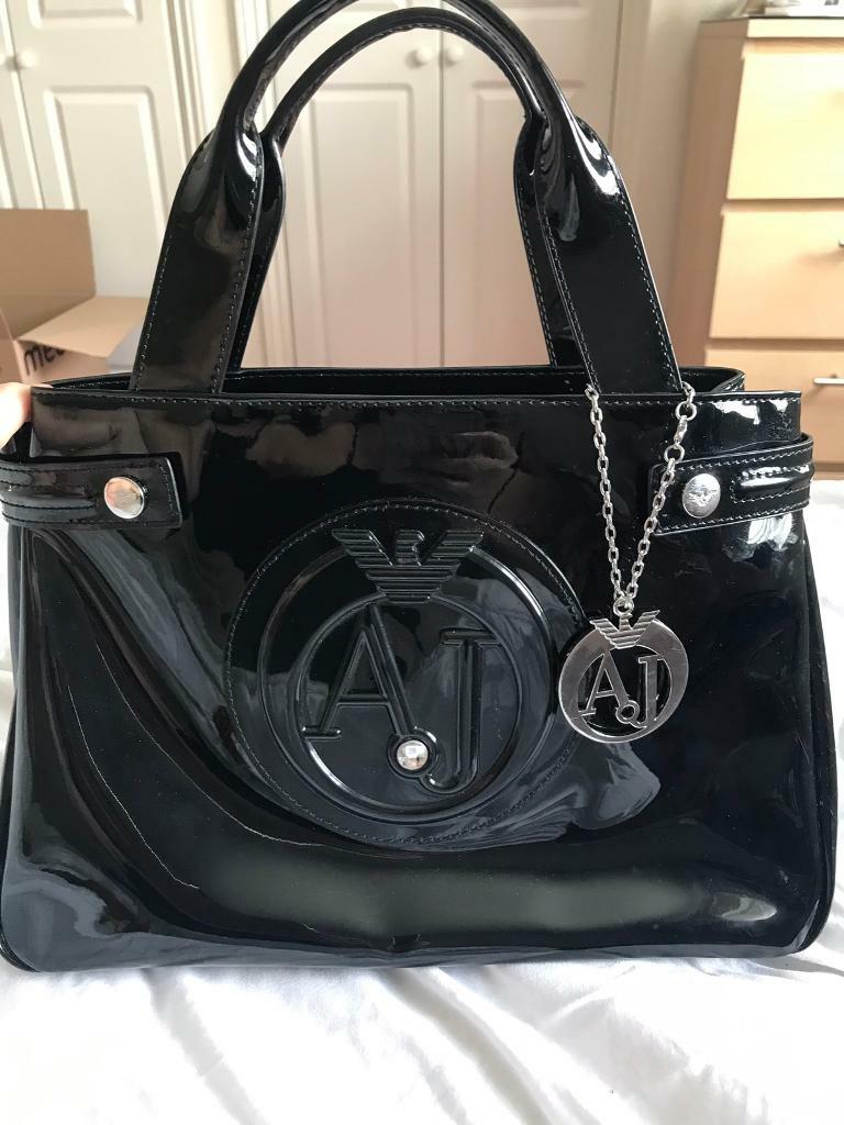 armani jeans black patent bag Off 63 
