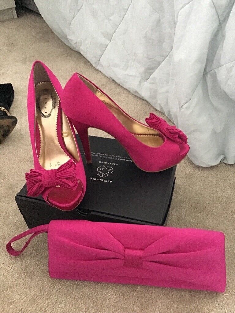 pink shoes with matching bag